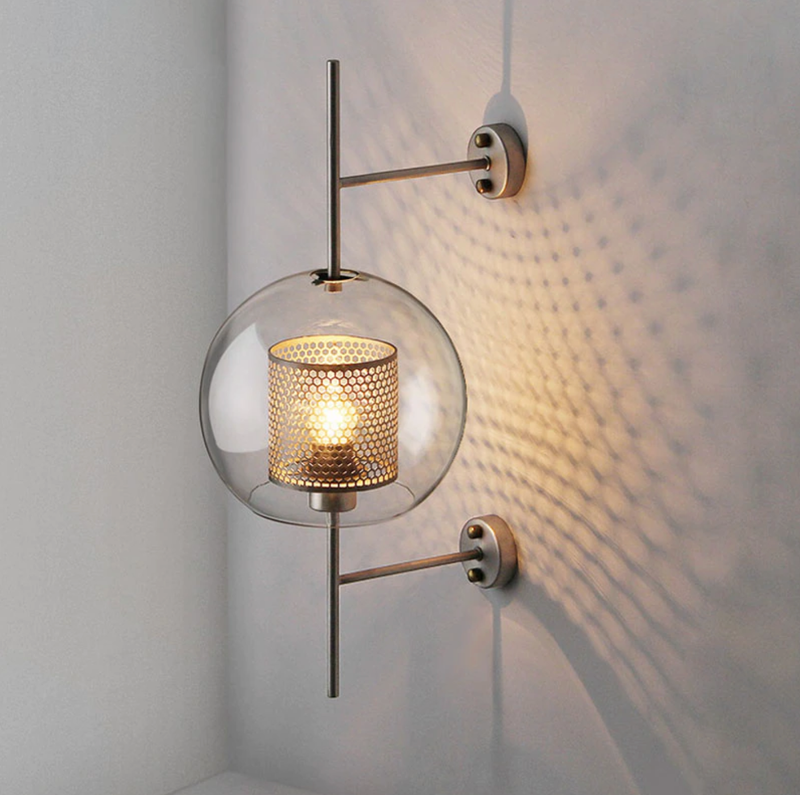 Honeycomb Glass & Metal Sconce Light