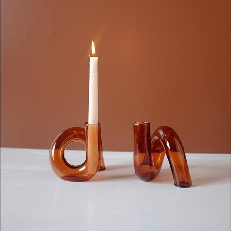 Colored Glass Loop Candle and flower Vase