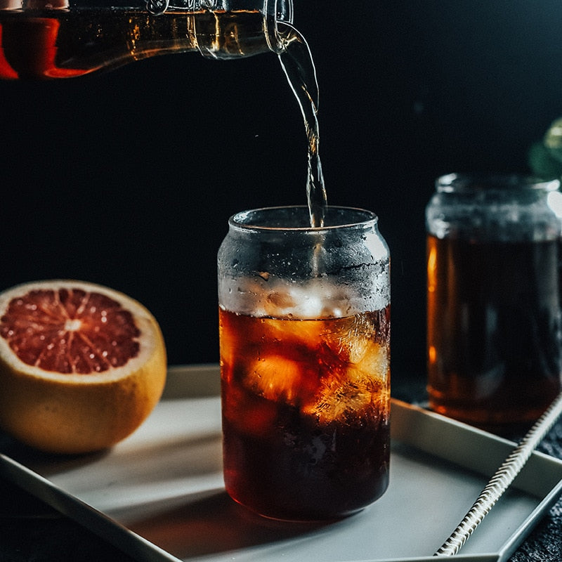 tall round clear transparent glass cup