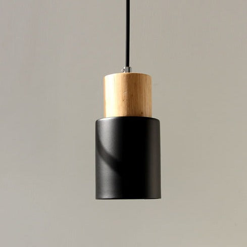 cylinder pendant lights Metal and Wood with LED light