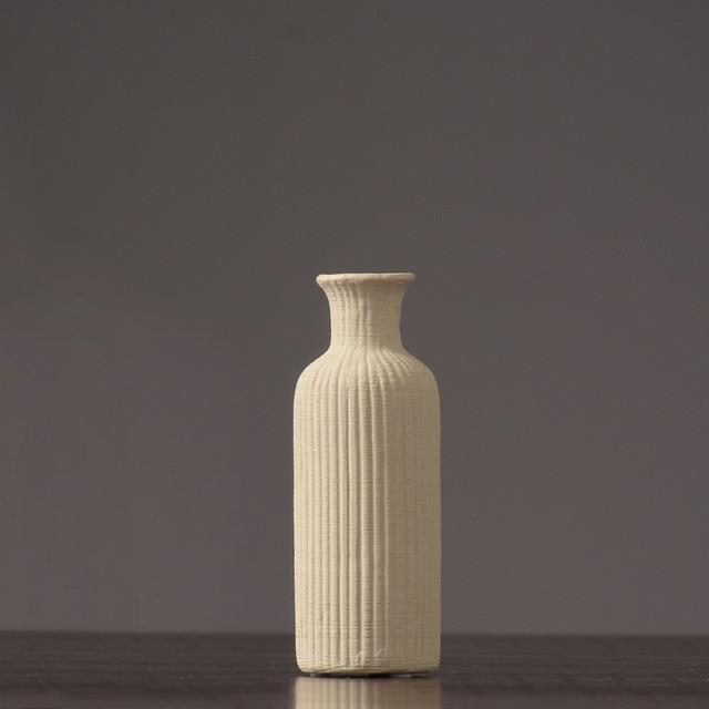 Textured Ceramic Bottle Vases for Modern Home Decor Ivory