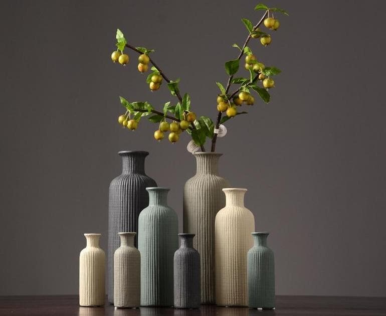 Textured Ceramic Bottle Vases for Modern Home Decor