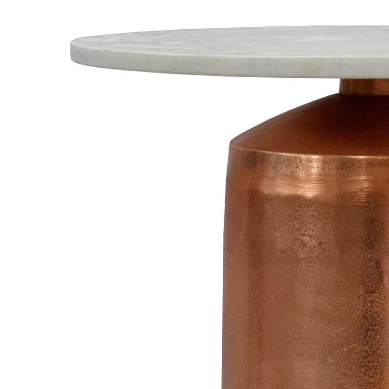 Copper & Marble Designer Accent Table Midcentury Modern Industrial