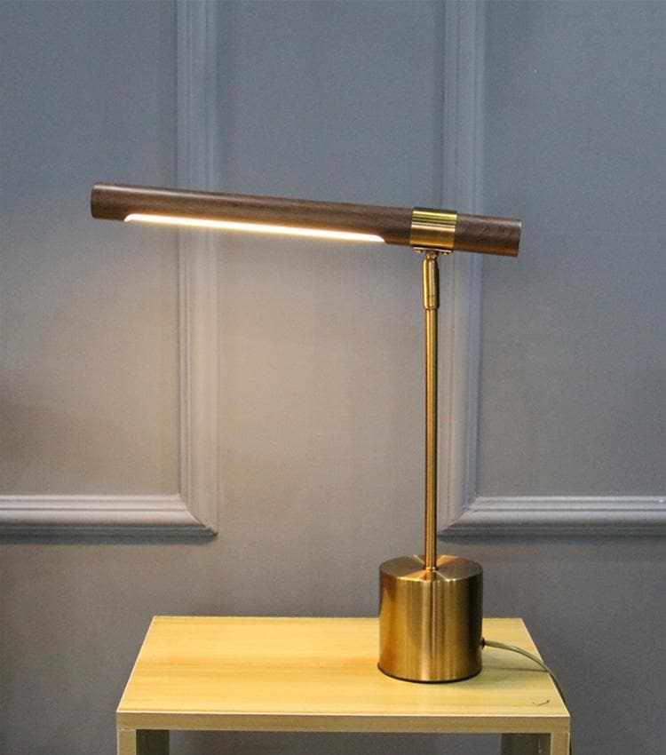 Wood and gold metal Linear Table Lamp