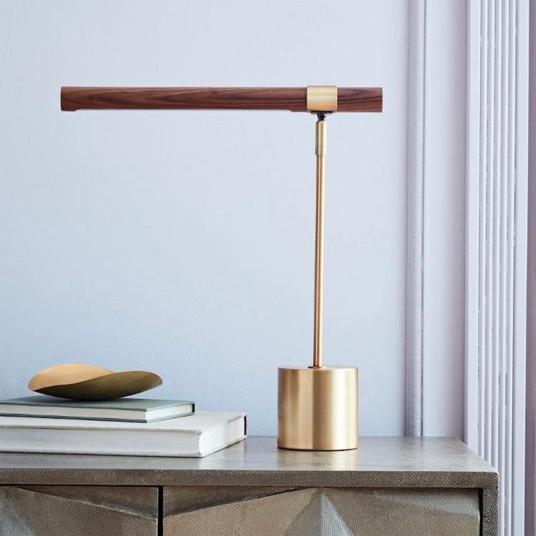 Wood and gold metal Linear Table Lamp