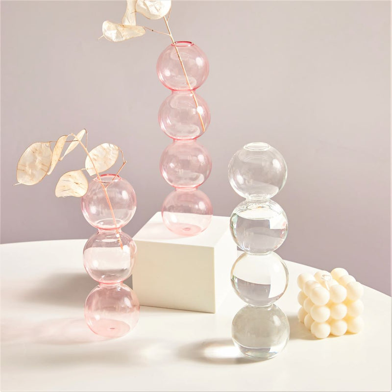 round spiral borosilicate glass pink candle holder