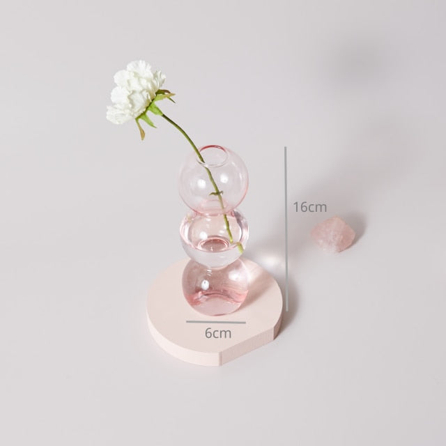 round spiral borosilicate glass pink candle holder