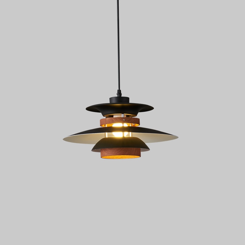 Aesthetic Modern Umbrella Shape Pendant Light Retro PH5 Pendant Light Metal & Wood