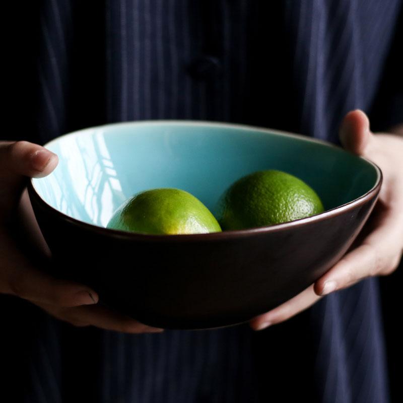 Blue crackle glaze bowl