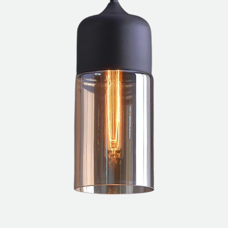 Minimalist Art Pendant light in Acrylic and Metal with LED Bulbs Black Round Cube Cylinder