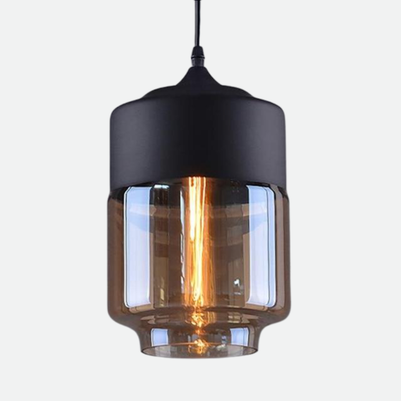 Minimalist Art Pendant light in Acrylic and Metal with LED Bulbs Black Round Cube Cylinder