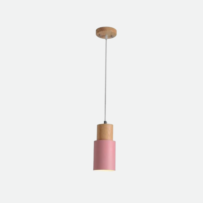 cylinder pendant lights Metal and Wood with LED light