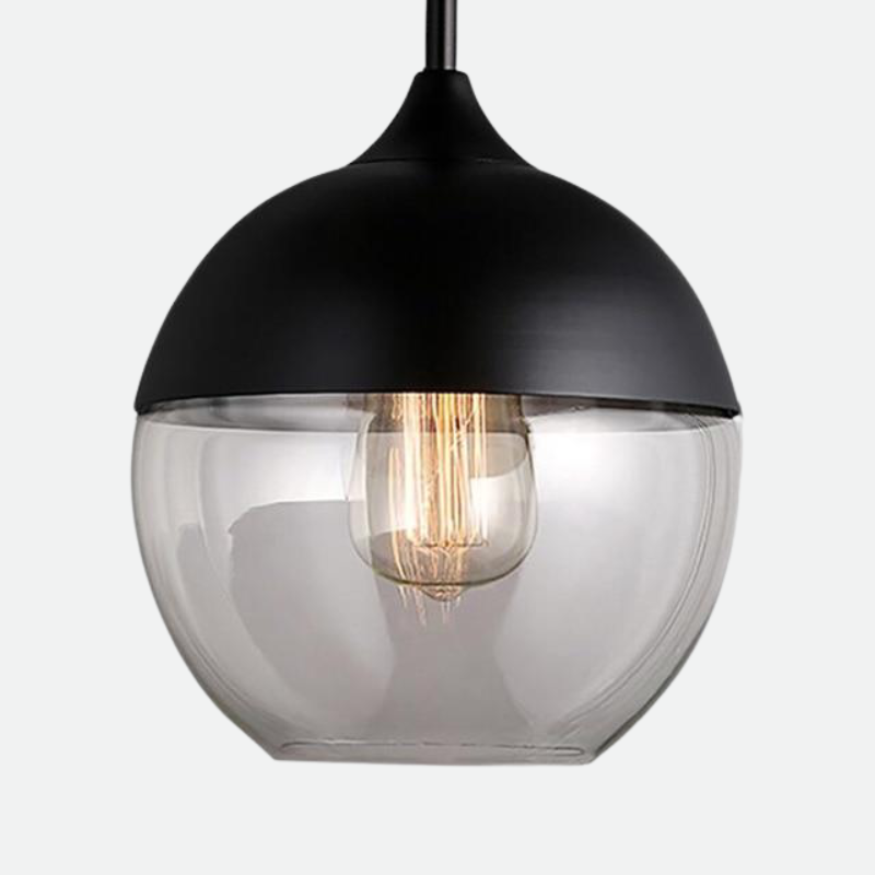 Minimalist Art Pendant light in Acrylic and Metal with LED Bulbs Black Round Cube Cylinder