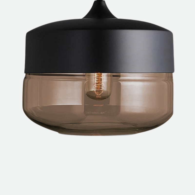 Minimalist Art Pendant light in Acrylic and Metal with LED Bulbs Black Round Cube Cylinder