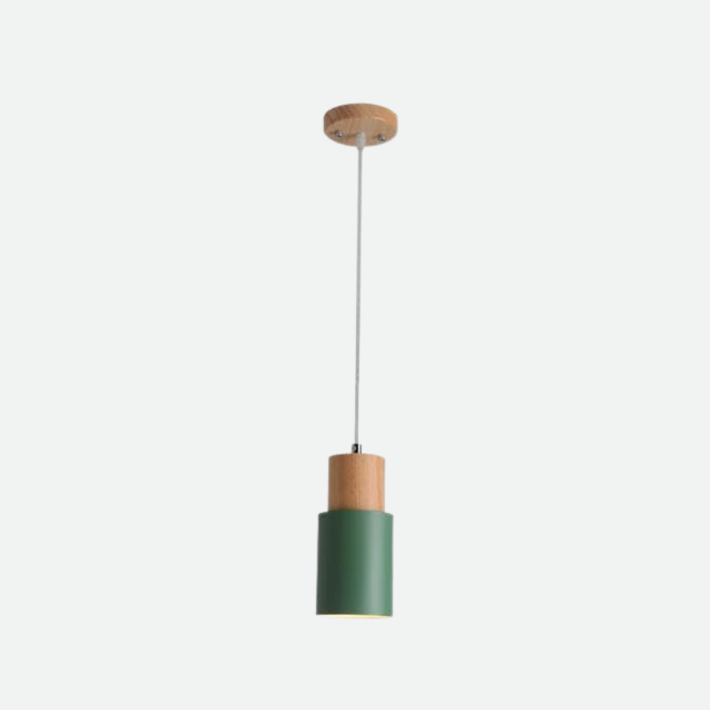 cylinder pendant lights Metal and Wood with LED light