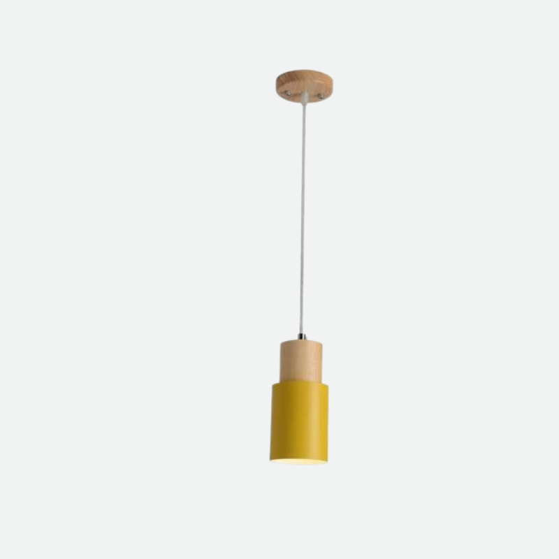 cylinder pendant lights Metal and Wood with LED light