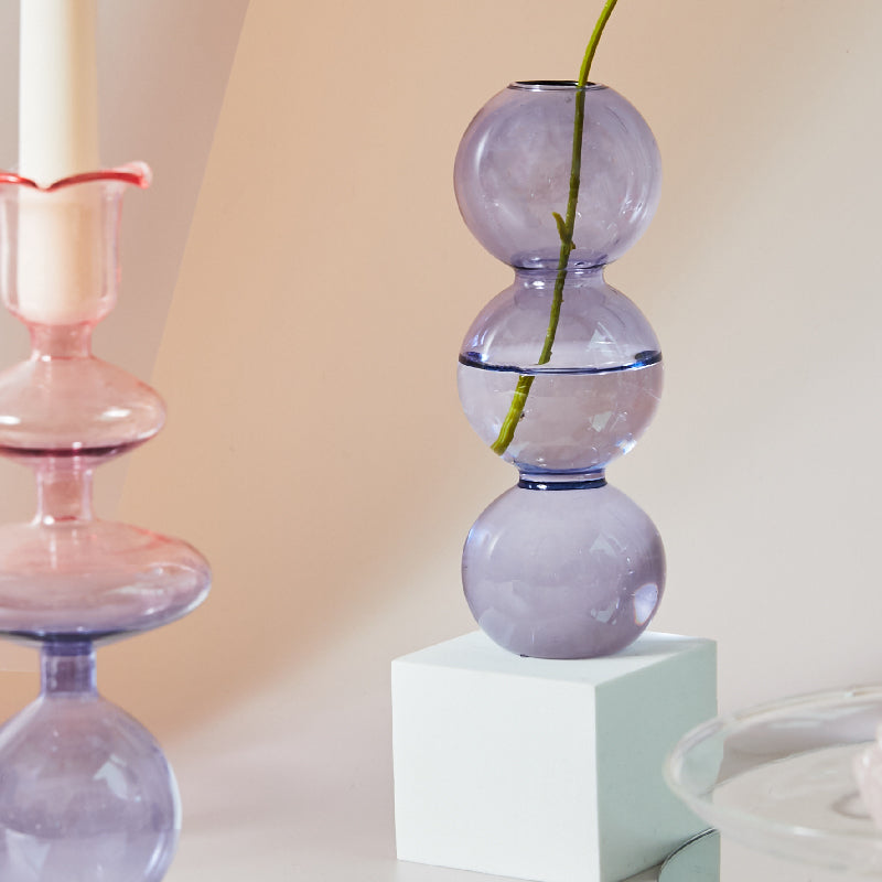 Lilac Glass Candle Holders