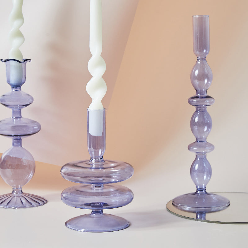 Lilac Glass Candle Holders