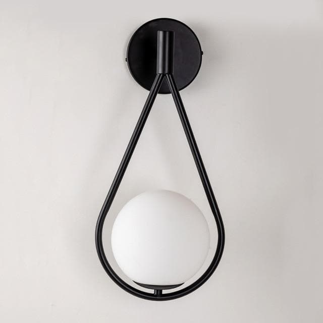 black loop shape wall lamp with a Frosted glass globe 