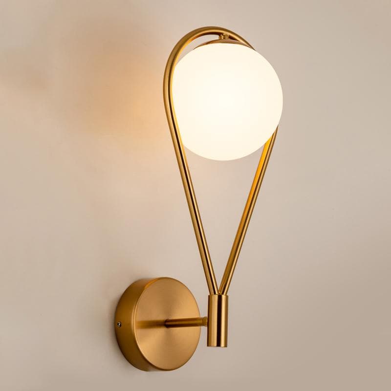 Copper loop shape wall lamp with a Frosted glass globe 