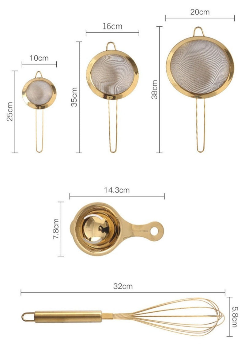 Luxury Gold Stainless Steel Baking Utensil Set