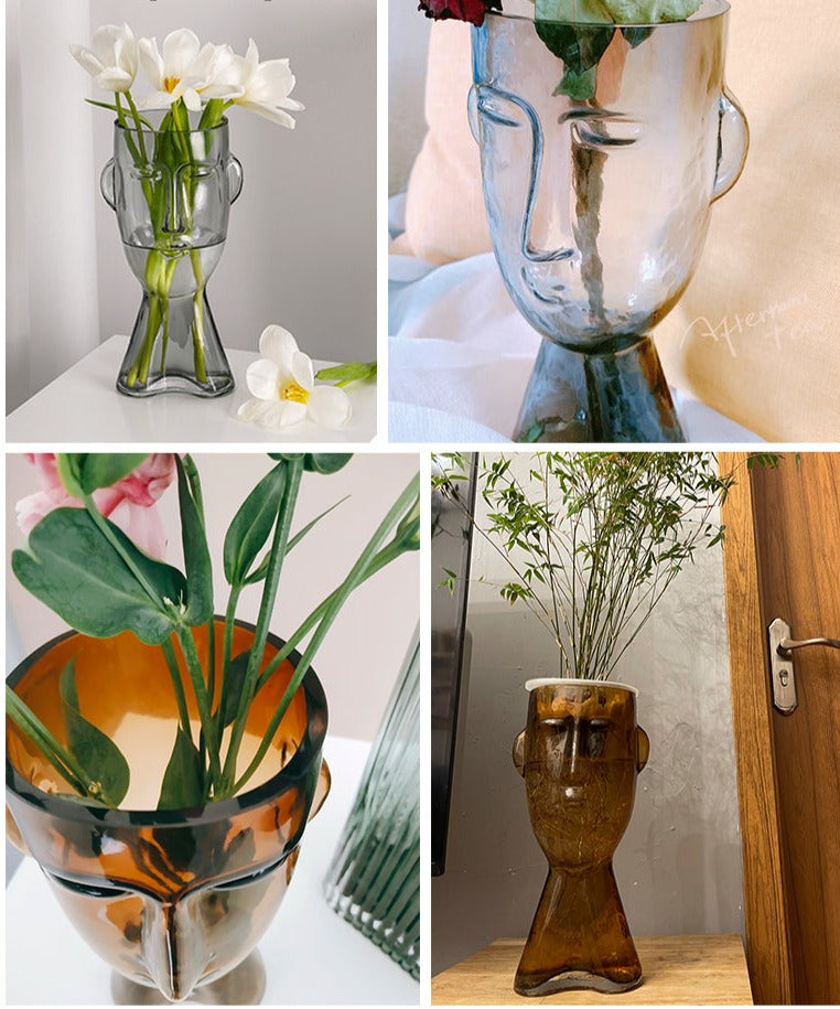 Vases Glass Face Model Style for Home Table Decoration 