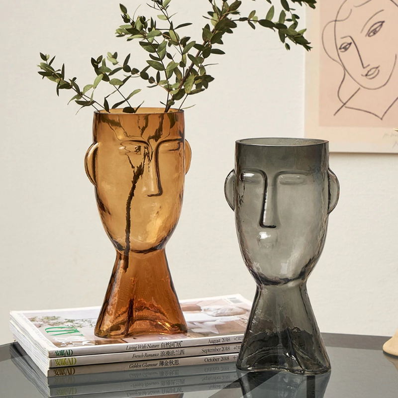 Vases Glass Face Model Style for Home Table Decoration 