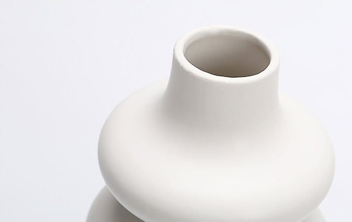 Layered bubble round ceramic white desktop tabletop vase