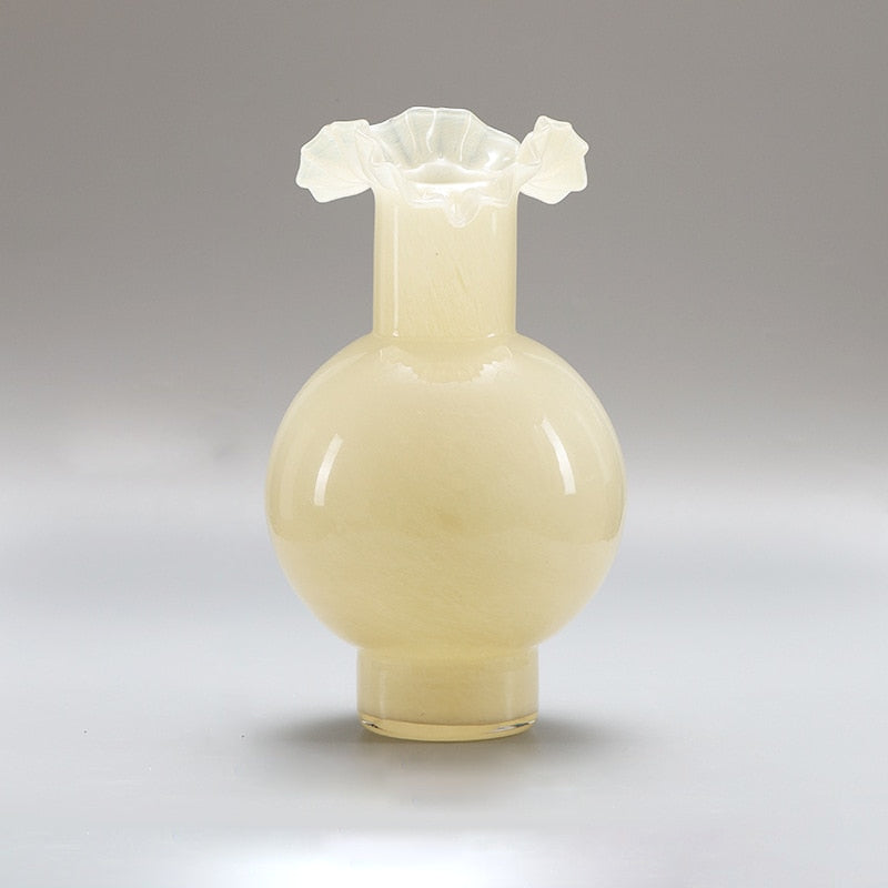 Light Milk Yellow High Sense Glass Vase 