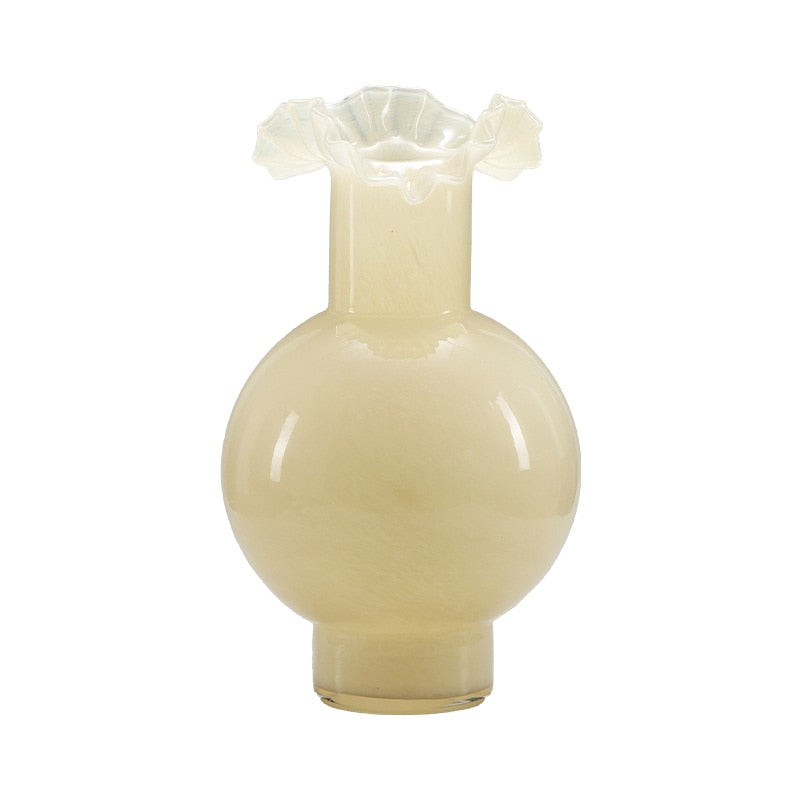 Light Milk Yellow High Sense Glass Vase 