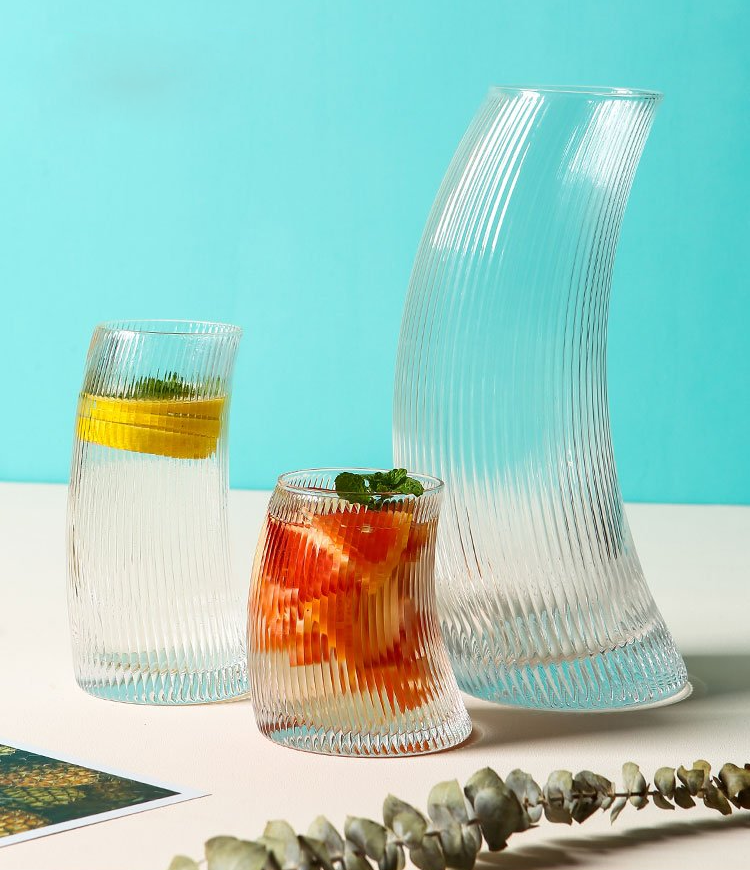 water cocktail Jar and Glass Set curved