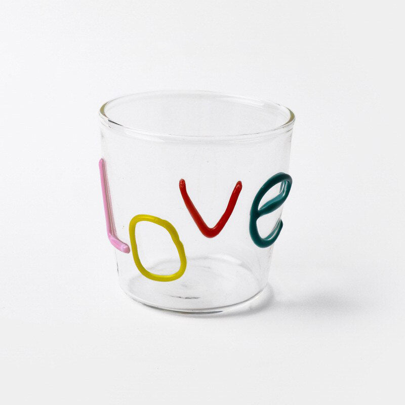 Miss Love Graphic Glass Drinking Cup