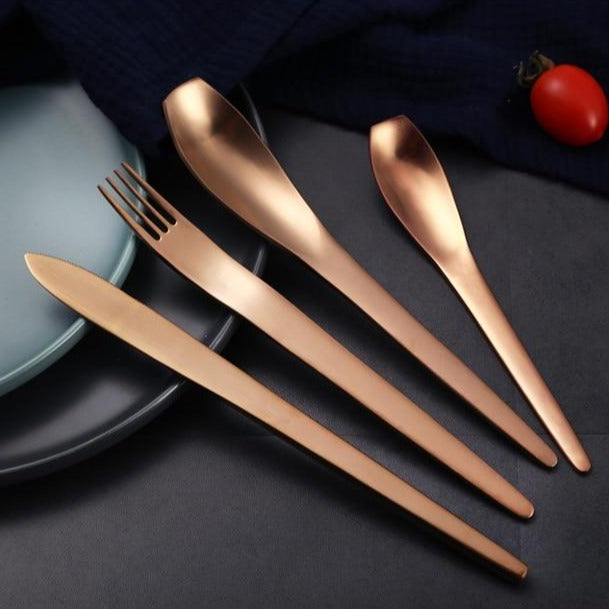 Modern Japanese Stainless Steel Cutlery Set rose gold