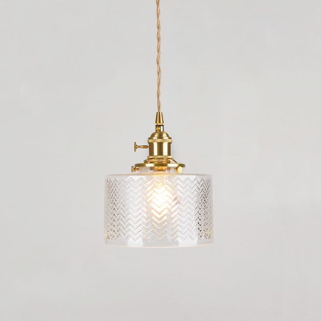 Round Transparent Glass Brass Pendant Lamp