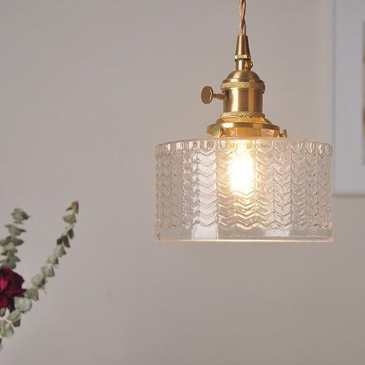 Round Transparent Glass Brass Pendant Lamp