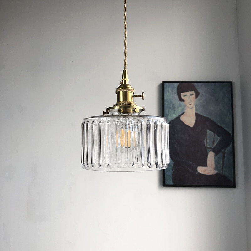 Round Transparent Glass Brass Pendant Lamp