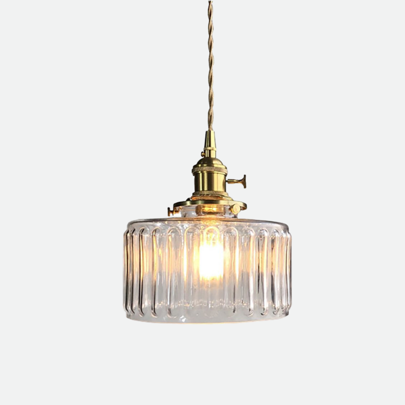 Round Transparent Glass Brass Pendant Lamp