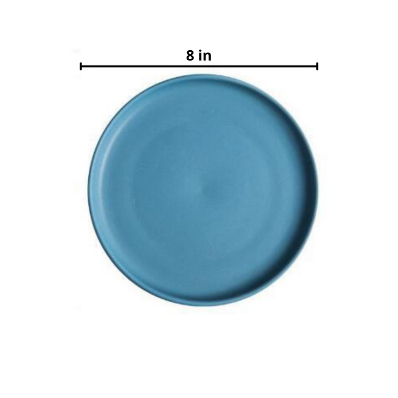 Blue Round Luxurious Solid Flat Dinner Plate