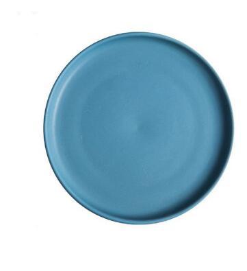 Blue Round Luxurious Solid Flat Dinner Plate