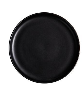 Black Round Luxurious Solid Flat Dinner Plate