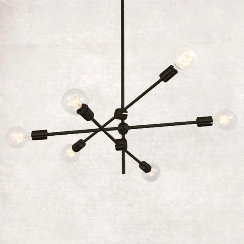 Metal Pendant Light with LED Bulbs for Living Room and Bed Room  retro modern sputnik lamp light bulbs Black