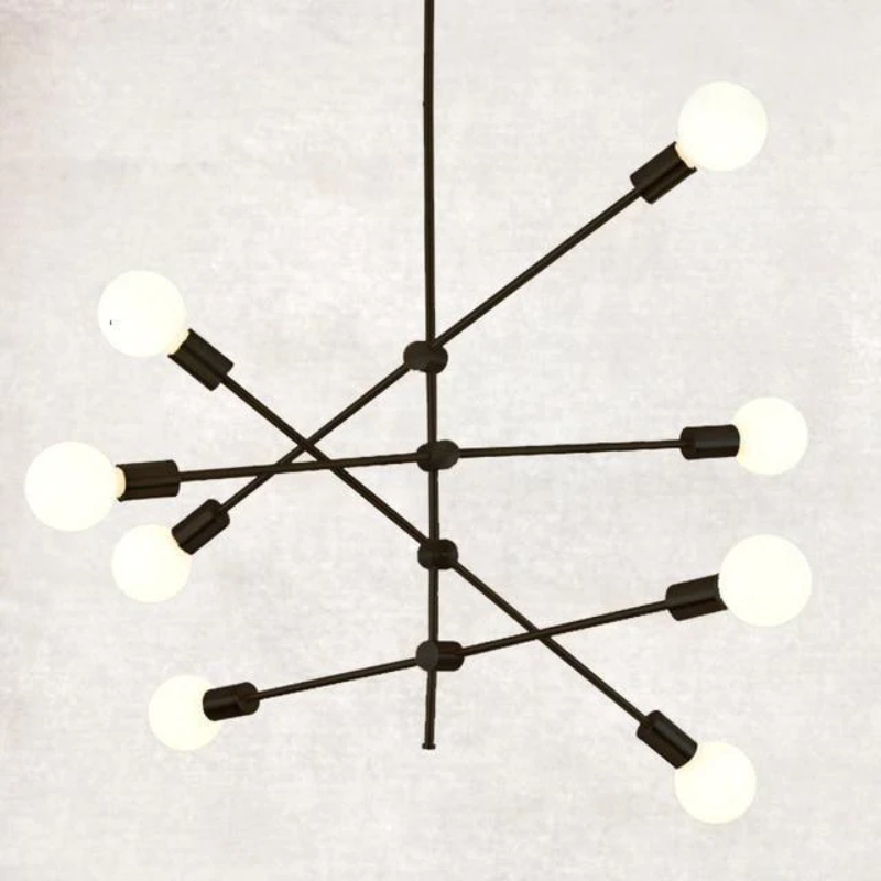 Metal Pendant Light with LED Bulbs for Living Room and Bed Room  retro modern sputnik lamp light bulbs Black