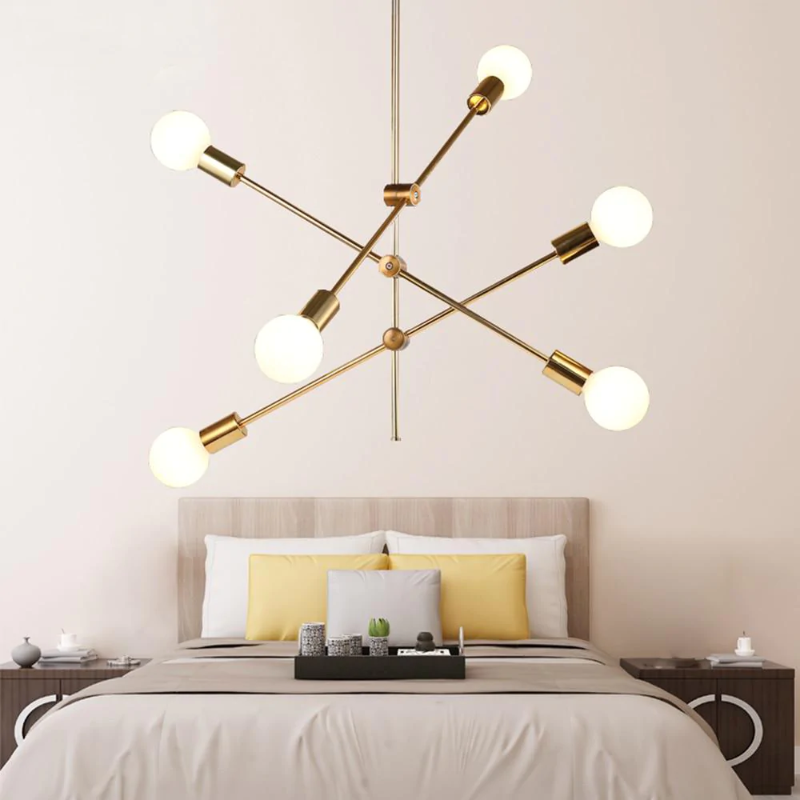 Metal Pendant Light with LED Bulbs for Living Room and Bed Room Gold retro modern sputnik lamp light bulbs