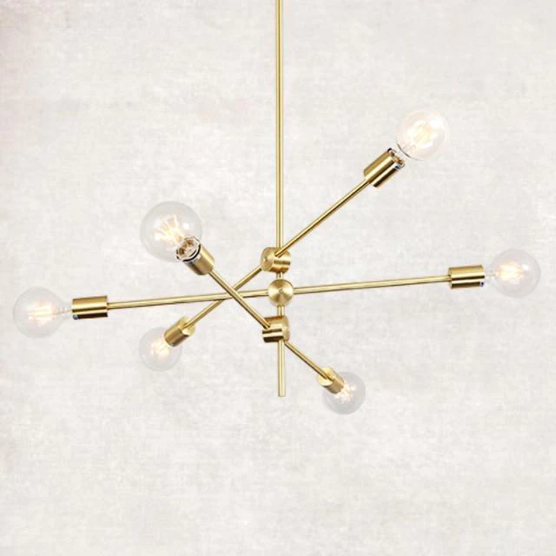 Metal Pendant Light with LED Bulbs for Living Room and Bed Room Gold retro modern sputnik lamp light bulbs