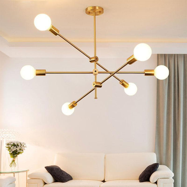 Metal Pendant Light with LED Bulbs for Living Room and Bed Room Gold retro modern sputnik lamp light bulbs