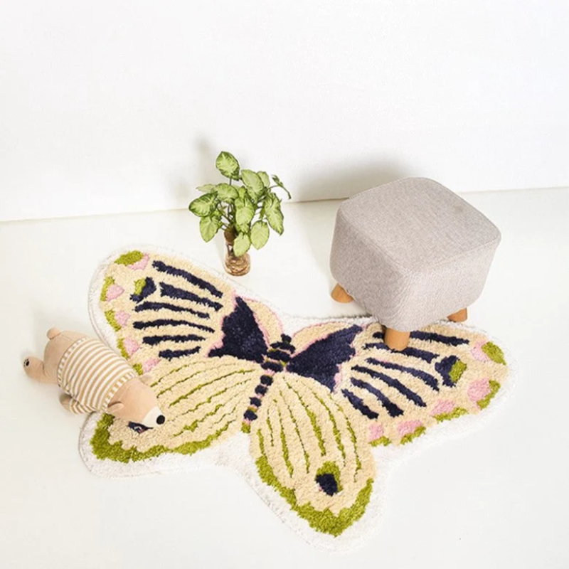 Butterfly Shaped rug tufted bath mat high quality