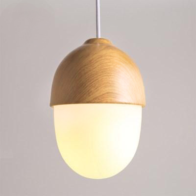 Modern Wood Pendant lights for Living Room with LED Bulbs Wood white Acorn