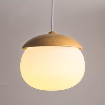 Modern Wood Pendant lights for Living Room with LED Bulbs Wood white Acorn