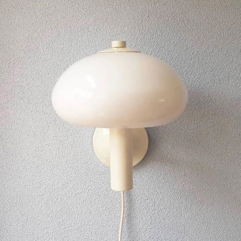 Cream Mushroom Glass Wall Light