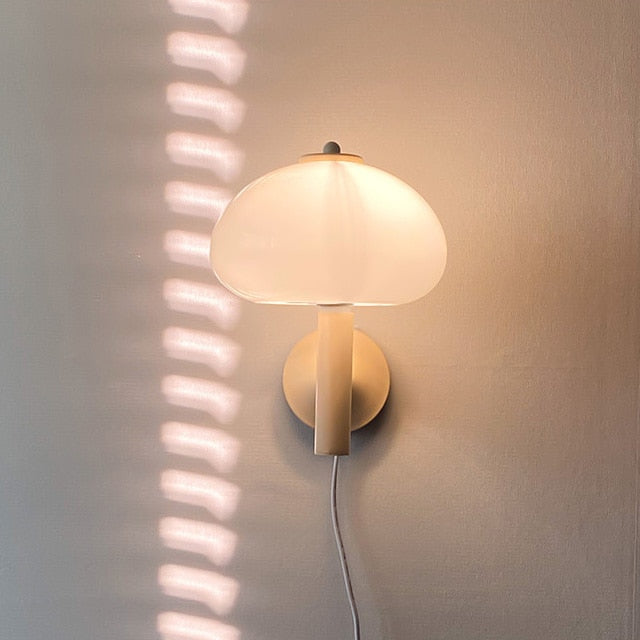 Cream Mushroom Glass Wall Light